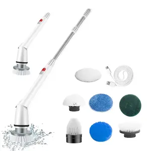 Electric Cleaning Brush, 1 Set USB Rechargeable Electric Spin Scrubber with Adjustable Stretchable Arm & Replacement Brush Heads, Power Scrubber Brushes, Scrubbing Spin Brush, Household for Bathroom Kitchen Tile Floor