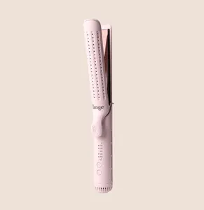 L'ANGE HAIR - Le Duo Edge 360° Airflow Titanium Styler - Blush Pink 2-in-1 Multifunctional Styler, 1” Wide Titanium Plates with Rounded Corners & Softly Beveled Edges, Adjustable Ionic Hair Straightener & Curler, Ergonomic Handle, Smooth Results