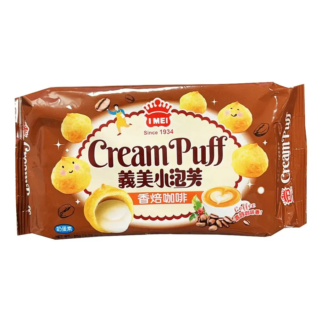 IMEI Milk-Flavored Sweet Coffee Cream Puffs Snack, Coffee Flavor Cookies - 65g