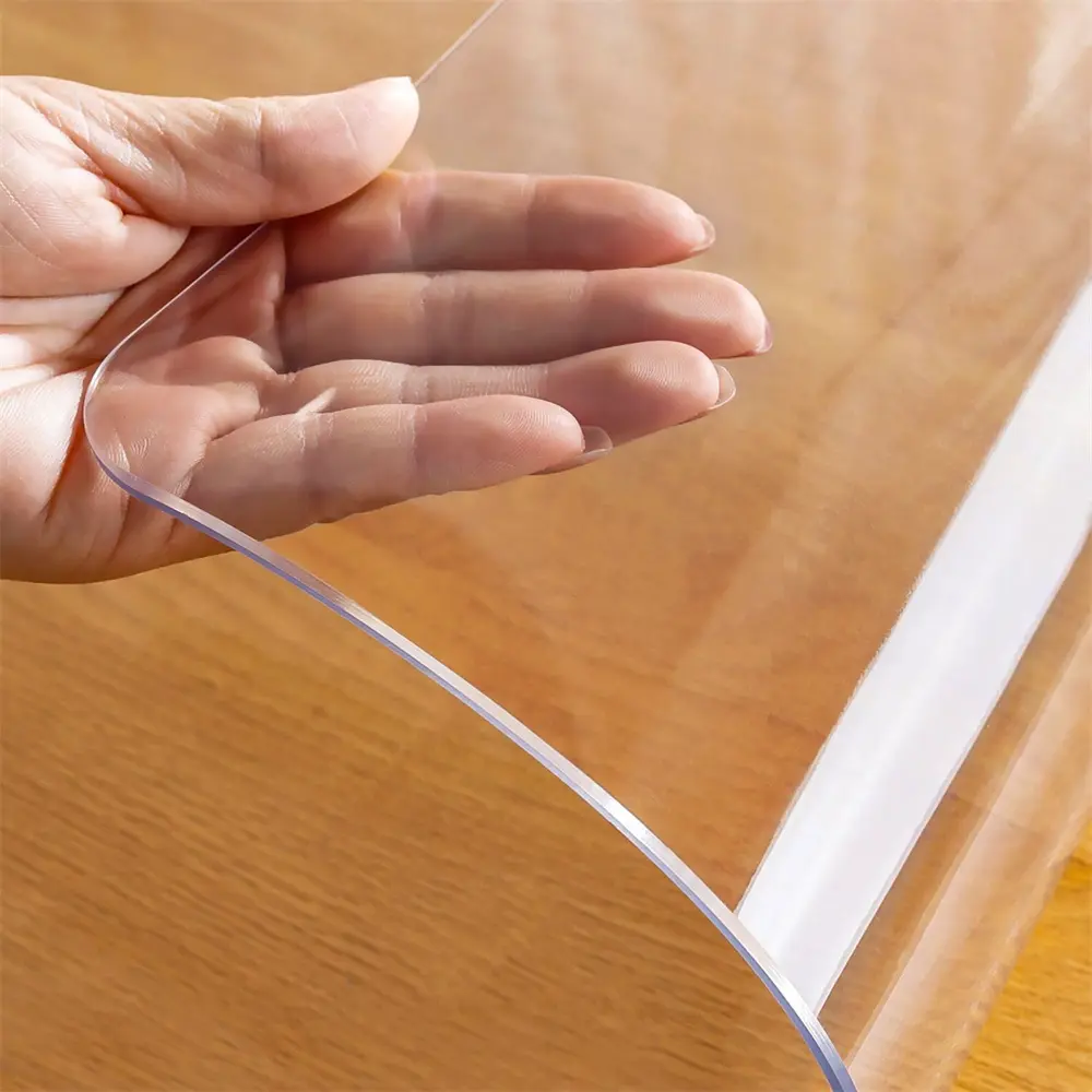 AIMHave Transparent rectangle tablecloth , 1.5mm thick, highly flexible, waterproof, oil-proof, heat-resistant, stain-resistant, tear-resistant, durable, and colorfast, suitable for dining tables, bedside tables, and kitchens