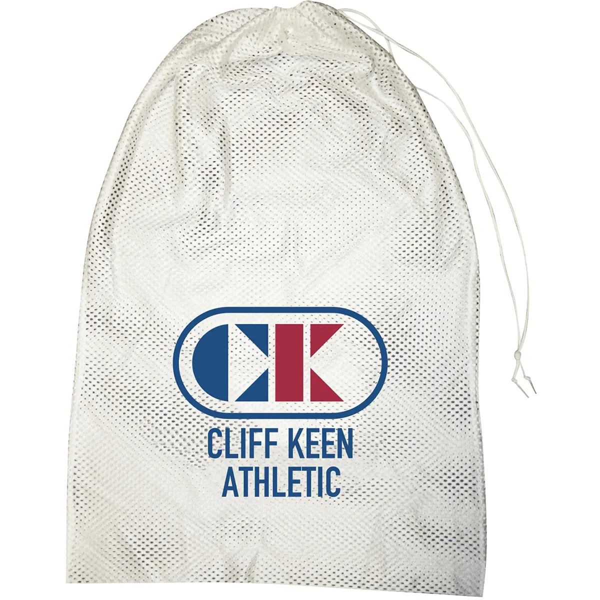 Cliff Keen Nylon Mesh Equipment Bag, Large Drawstring Gym Bag for Sports, Machine Washable, White, 19" x 30", Multifunctional Sports Bag