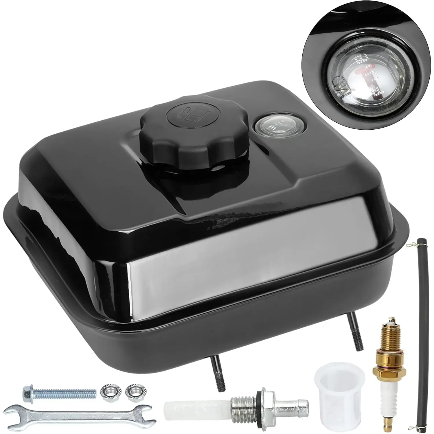 Mini Bike Gas Tank & Fuel Level Gauge Kit Compatible with Predator 212 196cc 224cc 6.5hp GX160 GX200 Clone Engine Coleman CT200U BT200X KT196 Massimo Baja Warrior MB200 Minibike Go Kart Parts