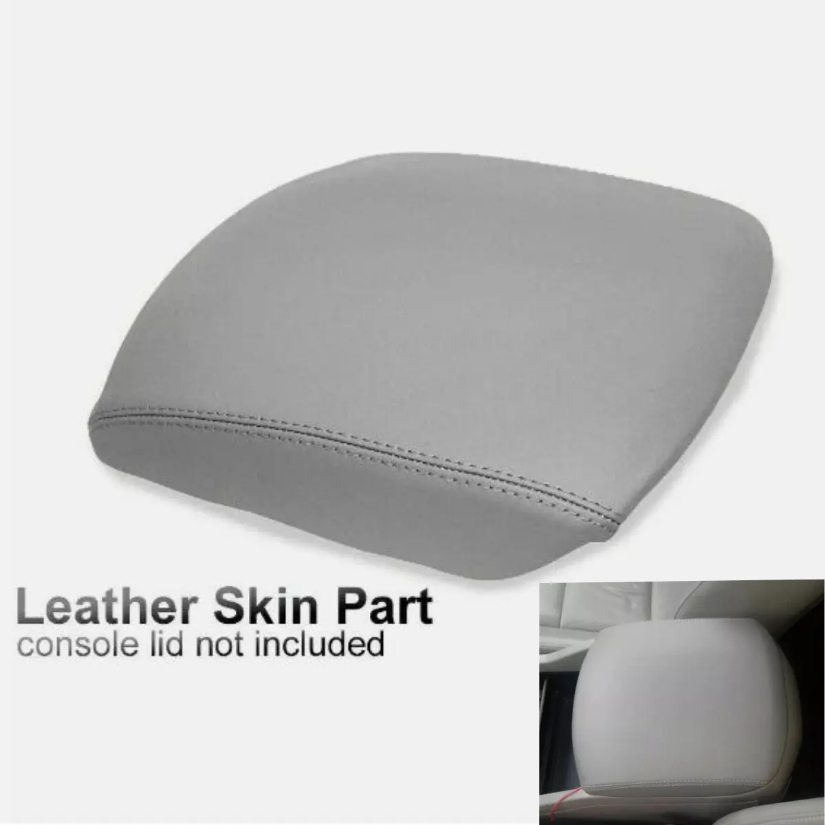 CROSSDESIGN High Quality Guaranteed Gray Leather Center Console Lid Armrest Cover Skin, Direct Fit Vehicle Interior Accessory for 2009-2015 Honda Pilot 3.5L, 1 x Cover Included