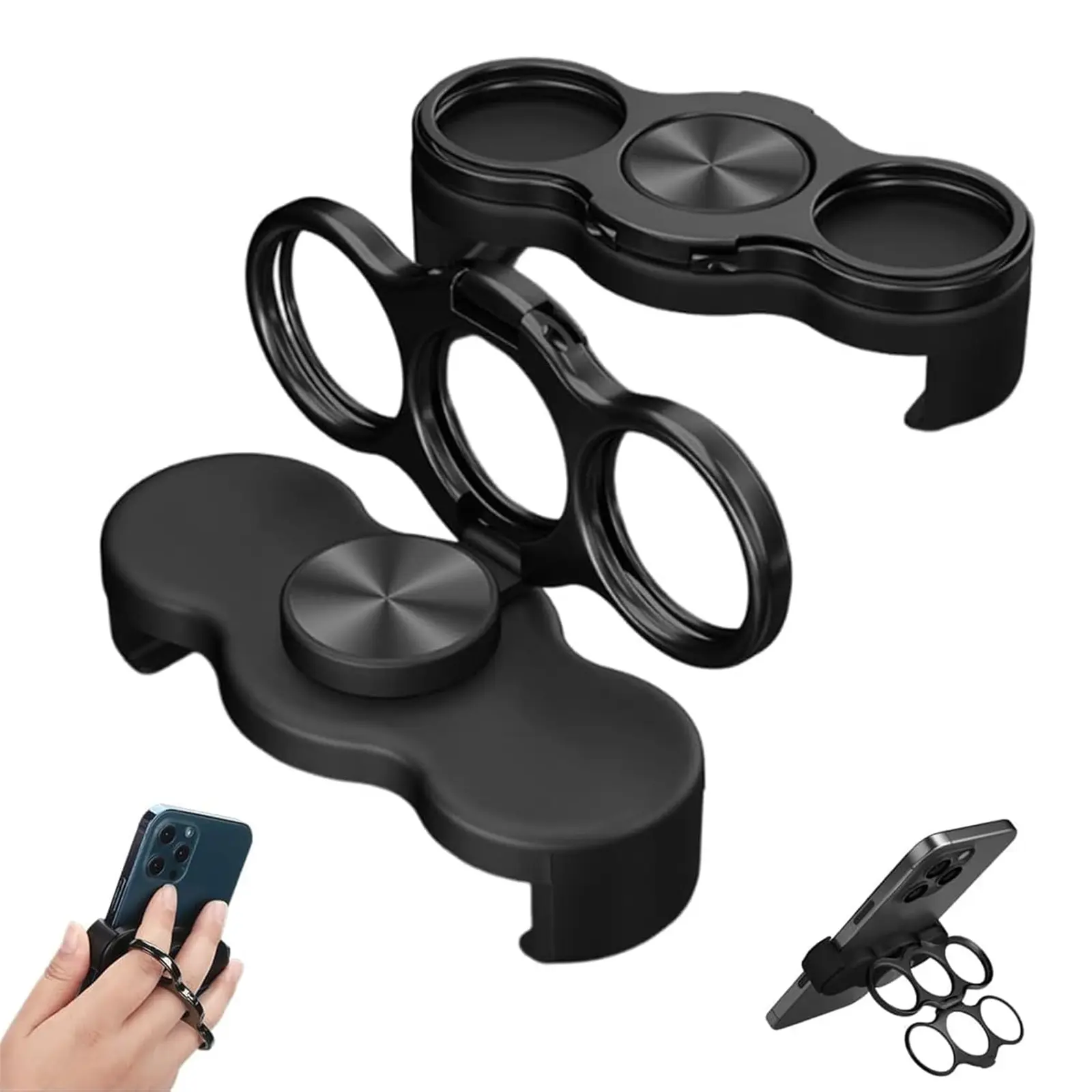 3-Finger Back Clip Phone Stand | Dual Ring Design for Selfie/Vlog/Hands-Free Use 3-Finger Back Clip Phone Stand | Dual Ring Design for Selfie/Vlog/Hands-Free Use