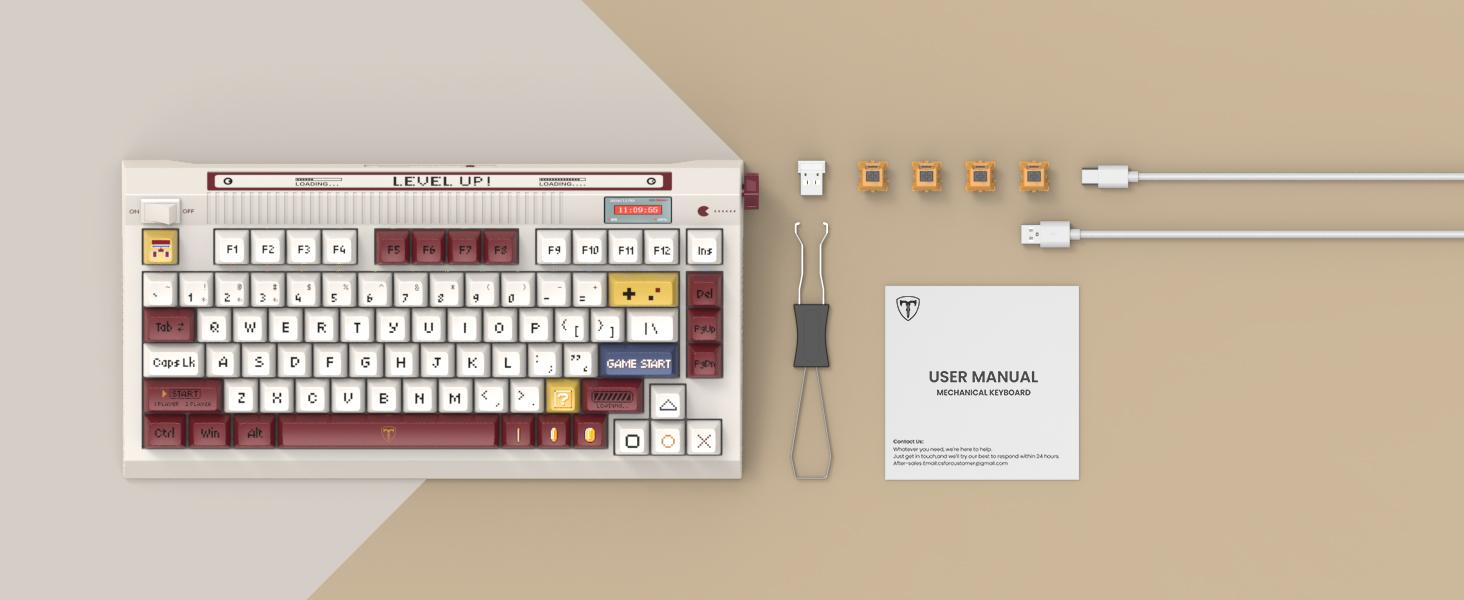 Risophy wireless retro typewriter keyboard with OLED screen & knob, three-mode link, 75% RGB mechanical keyboard, hot-swappable，Hi-Fi Linear Switch.