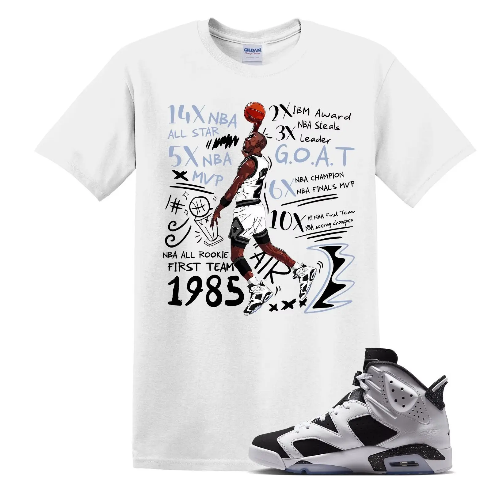 6 Retro Oreo Matching Shirt, MJ GOAT Dunk Graphic Tee, 90s HipHop Streetwear, Gift For Women and Men, Best Gift
