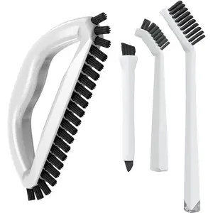 4 Pcs Heavy Duty Hand Scrub Brush & Detail Cleaning Brush Set for Baseboards, Floor, Corners, Shower, Bath Tub & Tiles