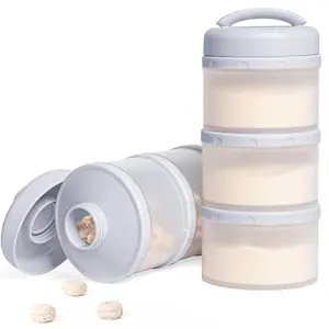 Stackable Formula Dispenser Portable Milk Powder Container, 2 Pack, Grey