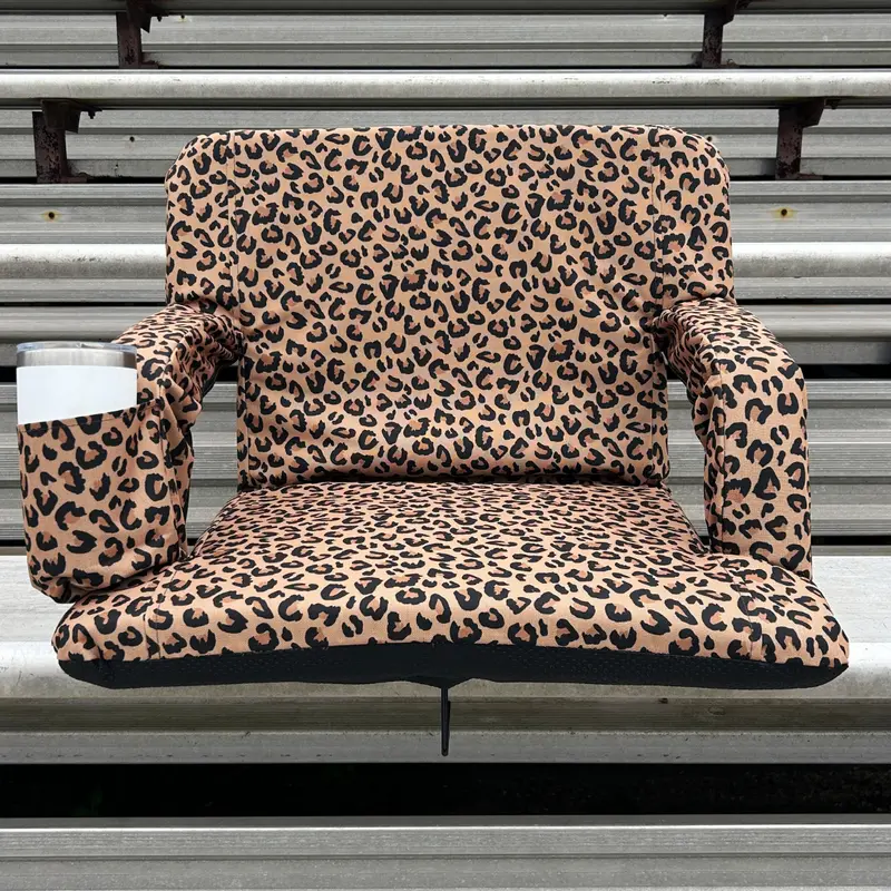 Leopard Print 23" Stadium Seat with Armrests