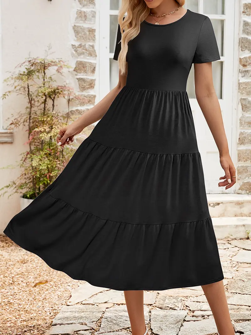 simple black summer dress Mid Summer Embroidered Dress main image 0
