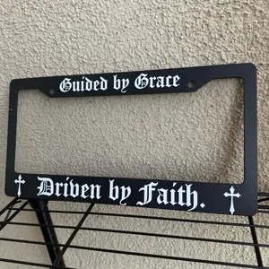 Christian Themes License Plate Frame with Cross Design and Text automotive accessory