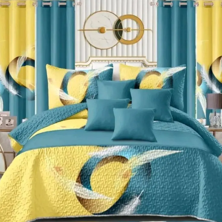 11 Piece Bed Spread Set with Sunflower Design for Cozy Bedroom Decor