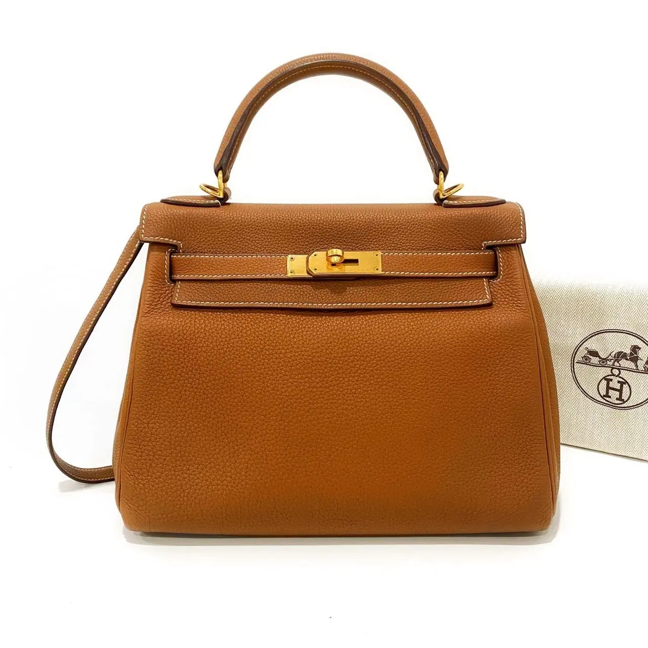 Pre-owned HERMÈS Togo Leather Shoulder Bags Kelly 28 Gold Togo GHW A Stamp 2017