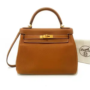 Pre-owned HERMÈS Togo Leather Shoulder Bags Kelly 28 Gold Togo GHW A Stamp 2017