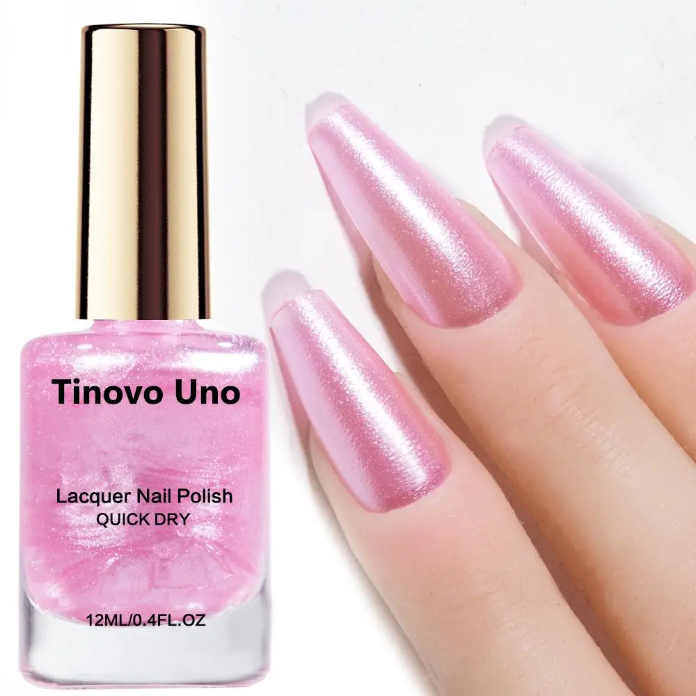 Tinovo Uno Spring and Summer Salmon Glitter Nail Polish 12ml, Manicure, High Quality Polish, Long-lasting Quick-drying, No Need for Drying, Suitable for Daily Use, Dating, Parties, Unisex