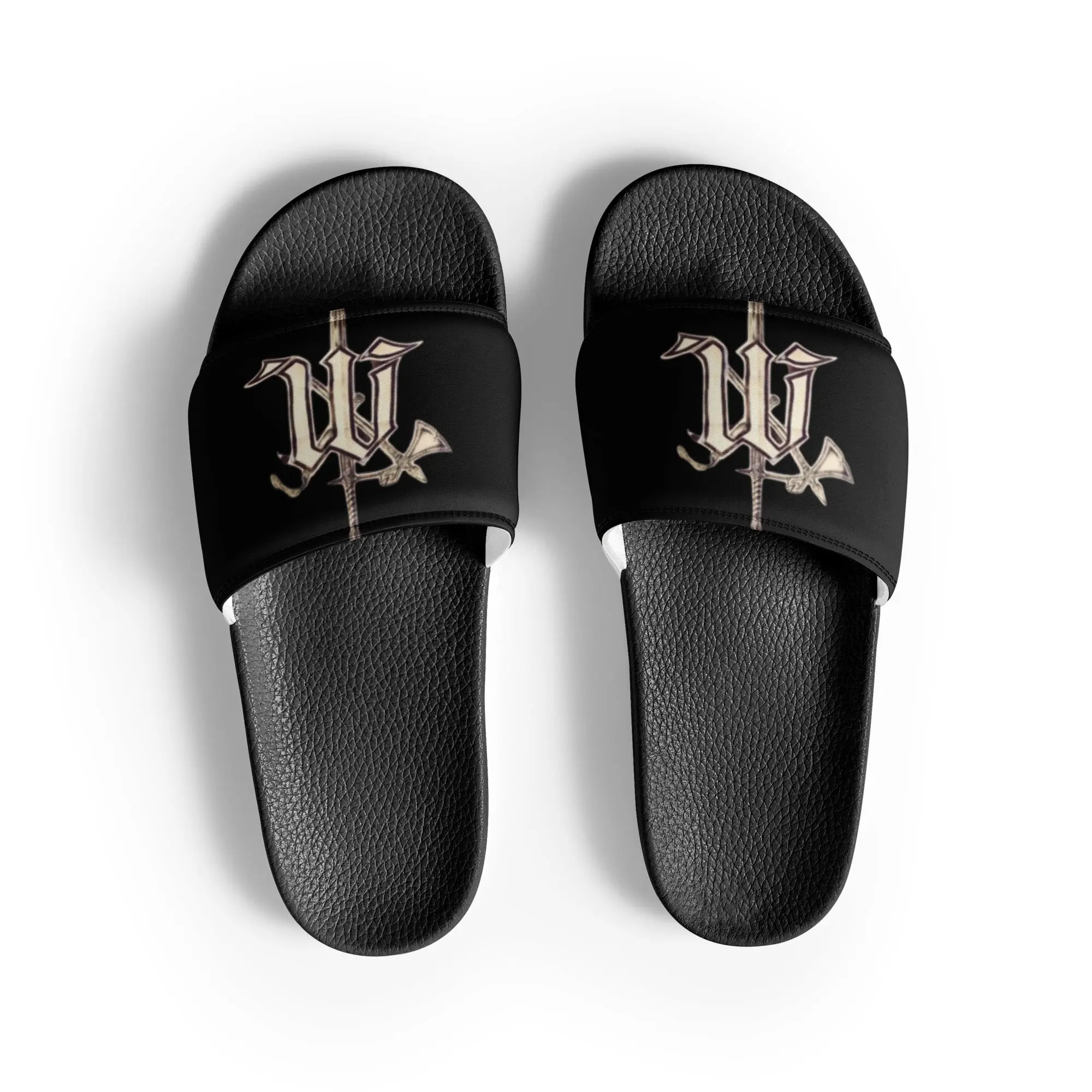Men's Summer Slides with Cushioned Strap and Textured Footbed - Lightweight PU Outsole