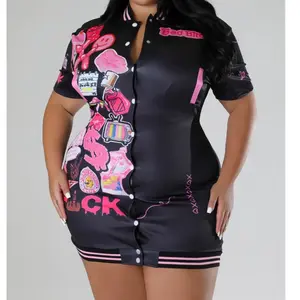 Plus Size Button Down Patched Dress