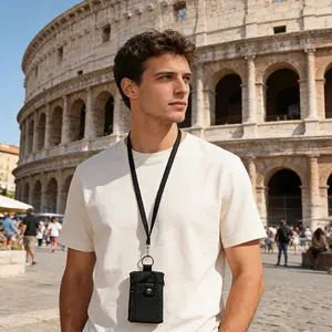 Minimalist Lanyard Wallet for Men, Waterproof Nylon ID Card Holder Mini Wallet Pouch with Clear ID Window, Snap Closure, Small Phone & Cash Organizer for Daily Carry