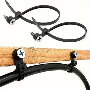 100 pieces of zipper-type wire harness cable ties with screw holes, installation head plastic cable ties, multi-functional heavy-duty nylon zipper-type cable ties, suitable for indoor and outdoor use.