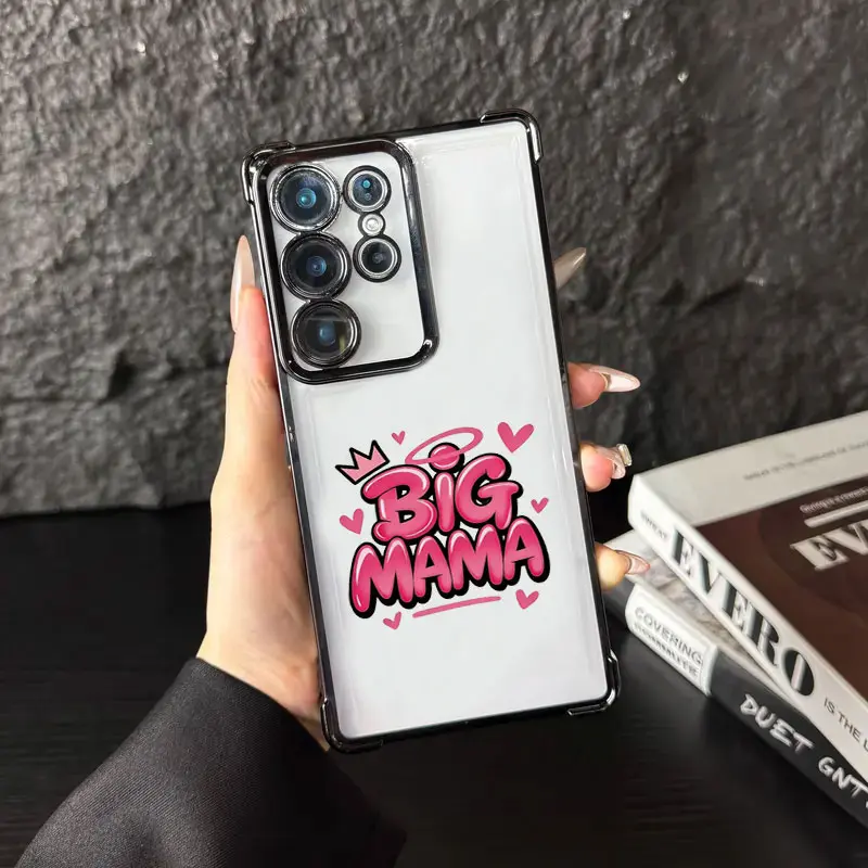 BIG MAMA Graffiti Phone Case, Cute Crown & Heart Design Shockproof Cover for Samsung Galaxy S25 S24 S23 S22 PLUS ULTRA FE iPhone 17 Pro Max Air 16 15 Plus 14 13 12 11 XR XS, Smartphone, Cellphone, Protection