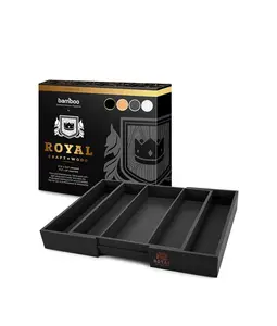 Royal Craft Wood Drawer Organizer, Expandable & Adjustable Wooden Utensil Organizer, 5 slots - Bamboo Silverware Holder and Cutlery Tray for Kitchen