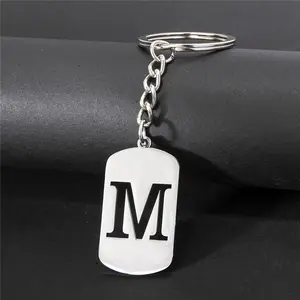Punk DIY 26 English Alphabet Keychain Men Metal Initial Letters Pendant Key Chain Ring Couple Gifts Fashion Jewelry Accessories