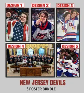 [Poster NO INCLUDE FRAME ] Hockey USA Champion Colletion Posters 9.5 Mil Premium Satin Photo Paper Inkjet Printing Highest Resolution Bright Colors Triangular Tubes Durability