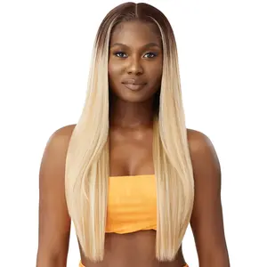 Outre Airtied Human Hair Blend Glueless 100% Fully Hand-Tied 13X6 HD Lace Front Wig - HHB-SLEEK YAKI 28"