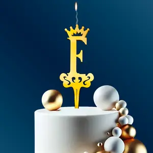 LETTER "F" Food-Safe Gold Cake Topper Candle – Elegant and Reusable Decoration for Birthdays, Astrology-Themed Parties, and Celebrations