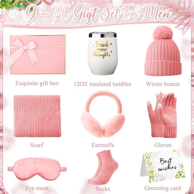 8 Pcs Christmas Pink Baskets Gifts for Women Get Well Soon Winter Gift Box Care Package for Girl Wife Mother Daughter Sister Teacher Nurse Female Friend Birthday Supplies