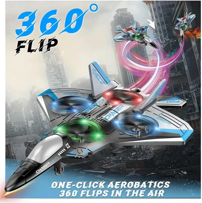 Remote-Controlled Airplane with 360° Flip & Lights Battery Life 8-10 Minutes Ideal Gift for Boys Stunt-Capable Toy for Kids & Adults