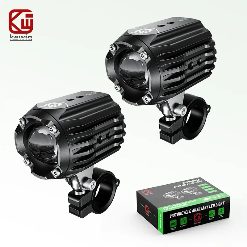 KEWIG K10 High Brightness Motorcycle LED Auxiliary Spotlights, 60W White/Amber Fog Lights with Mounting Bracket & Wiring Harness, Waterproof Off-Road Work Light for Motorcycles, Jeeps, Cnc Integrated Molding, Adjustable