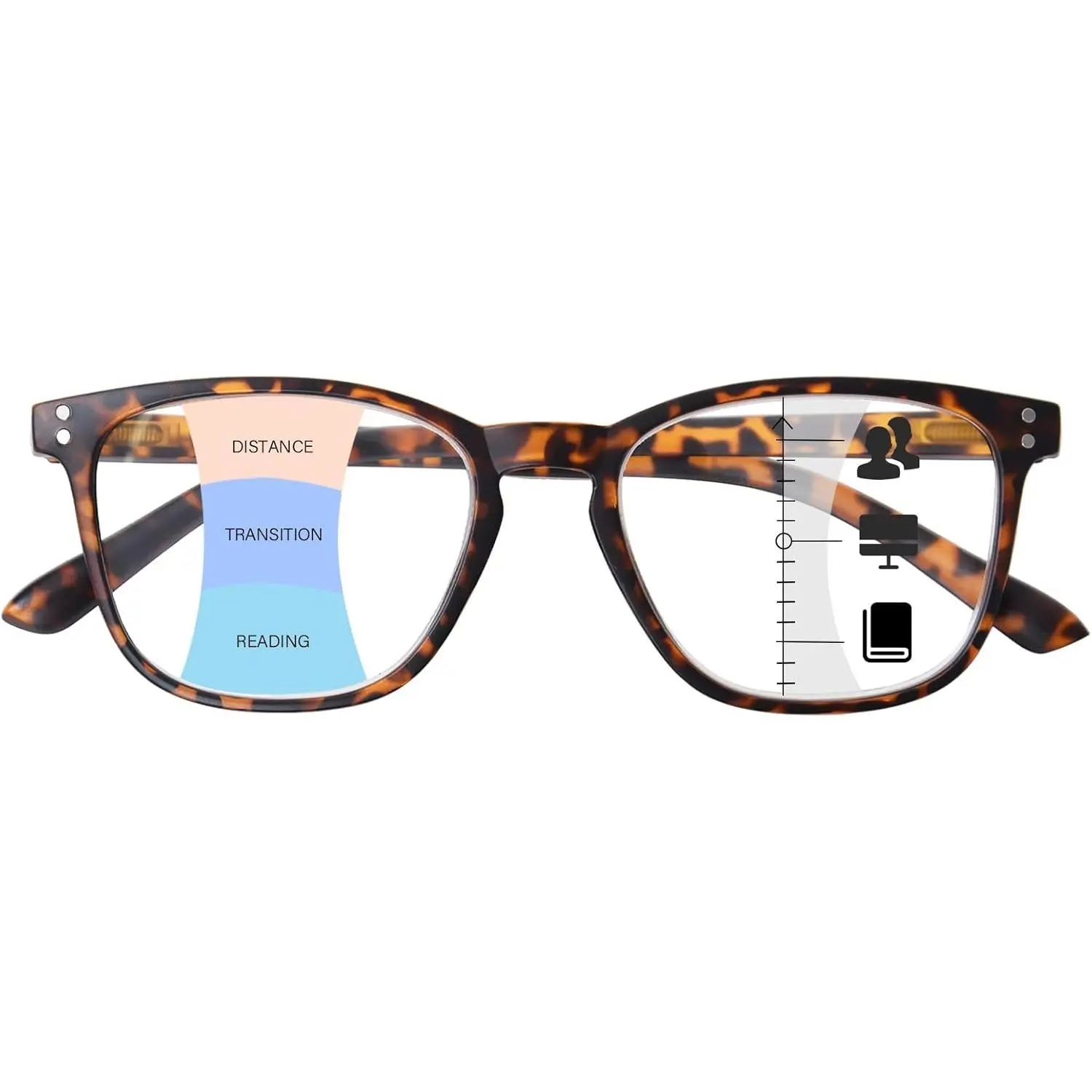 Progressive Multifocal Reading Eyewear for Women - Stylish Tortoise Shell Computer Reading Glasses with Blue Light Blocking, Spring Hinges