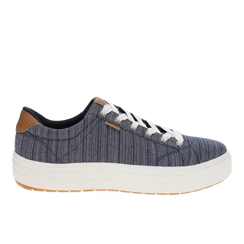 Keds Womens Park Stripe Chambray Lace Up Sneakers Shoes Casual - Blue