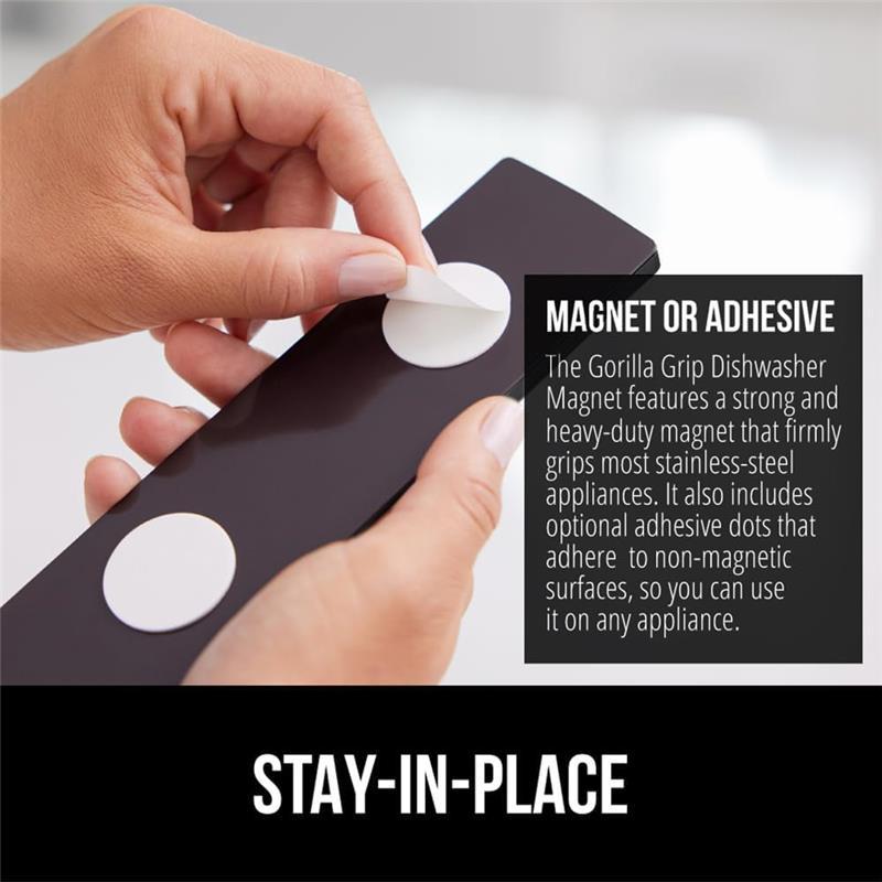 Dishwasher Magnet - 7x2 Inches with Optional Adhesive Sticker, Water Resistant Plastic, Strong Magnetic Construction, Non-Scratch Design