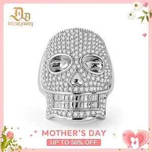 Delzzad 2.8ct Infinite Bone Ring Cool Hip Hop Rock Skull Ring VVS Synthetic Moissanite Ring Jewelry Copper Band Hip Hop Ring for Men Perfect Birthday Engagement Wedding Anniversary Christmas Valentine's Day Gift for Him