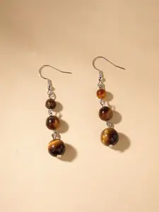 Women's Natural Crystal Tiger Eye Earrings, Gradual Round Beads Minimalist Dangle, Boost Confidence & Focus, Perfect Gift, High Quality Earrings