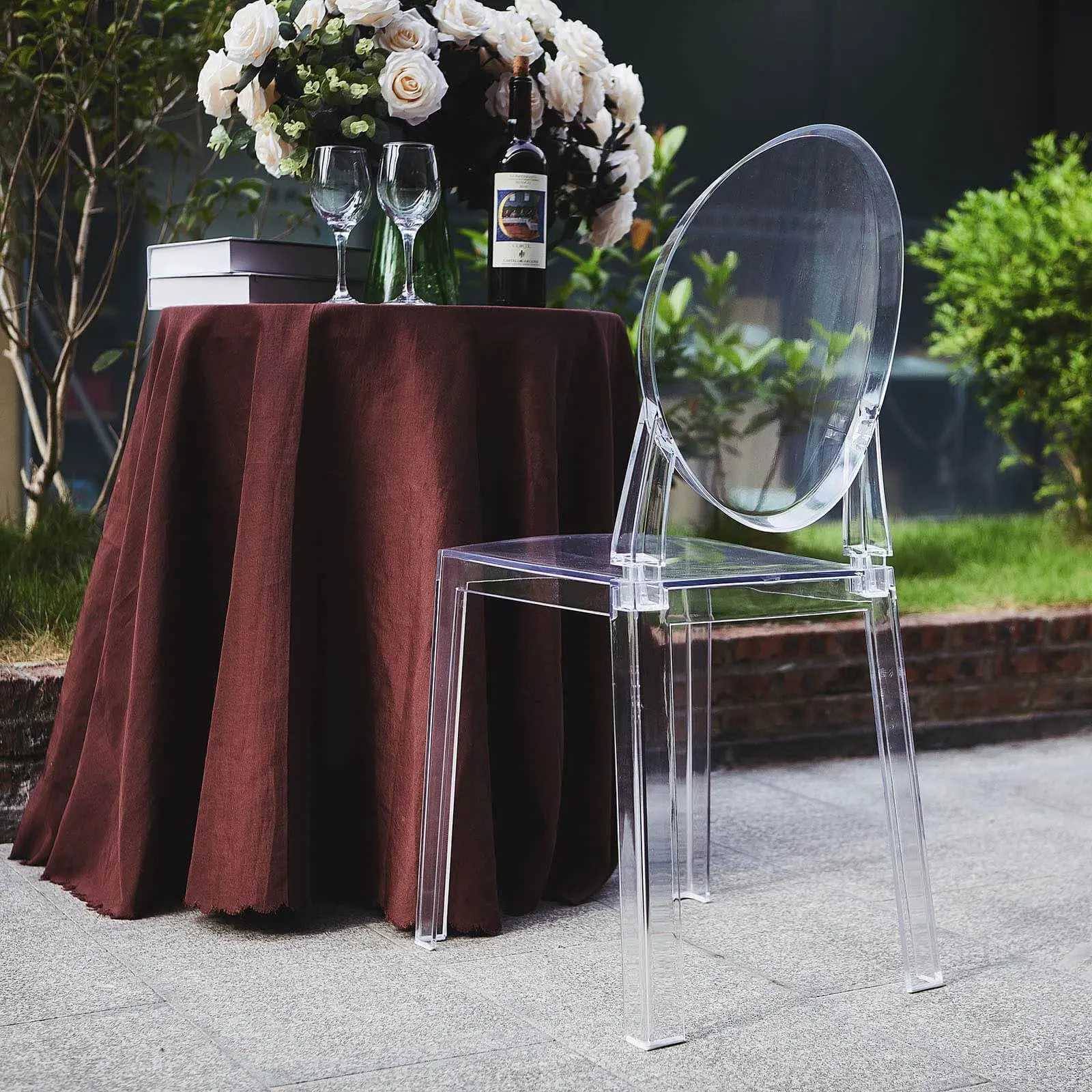 8-Pack Acrylic Ghost Chairs with Oval Back for Banquet Use Clear – Sleek Transparent Armless Accent Chairs for Weddings & Gatherings
