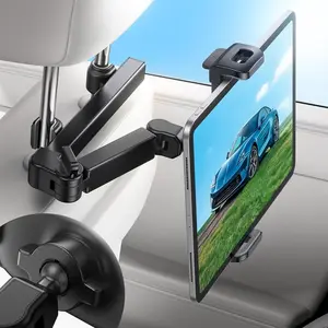 Car Headrest Phone and Tablet Holder with 360 ° Rotating Extension Arm, Fits 4.7 - 11 inch iPad and iPhone, Universal Travel Just-Have for Kids, Universal Smartphone Holder, Car Phone Mount, Car Cellphone Mount