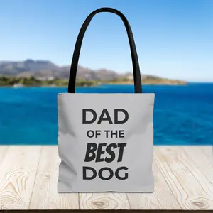 Customizable "Dad of the Best Dog" Grey Tote Bag Personalized Dog Dad Travel Tote & Gear Organizer Gift for Dog Lovers