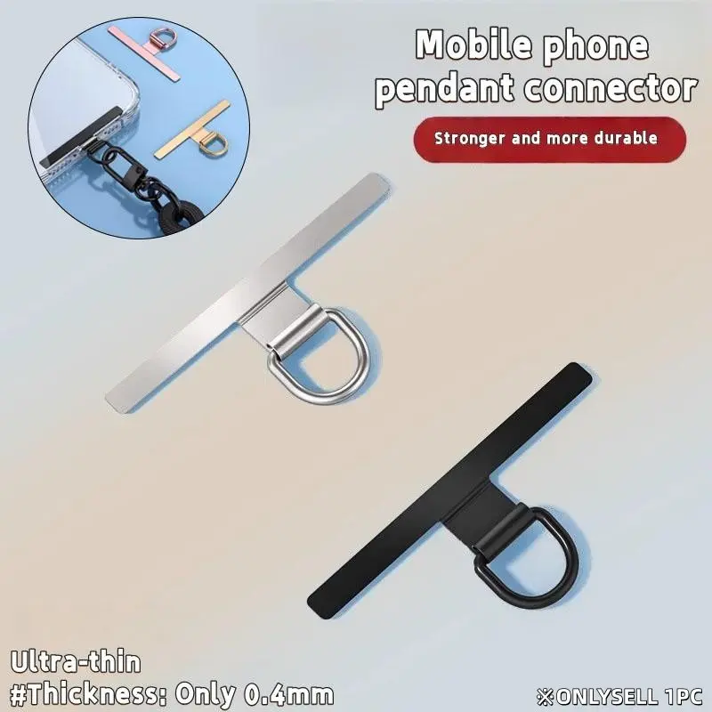 Stainless Steel Phone Lanyard Holder, Phone Holders, Anti-Drop Metal Pad Clip, 0.4mm Thin, Durable Mobile Cellphone Accessory, Single Pack, Ideal for Phones & Keychains, Sling Holder