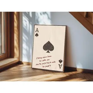 Ace of Spades Strong Woman Wall Art, Vintage Playing Card Poster, Empowerment Quote Canvas, Aesthetic Room Decor, Ace Card Wall Decor