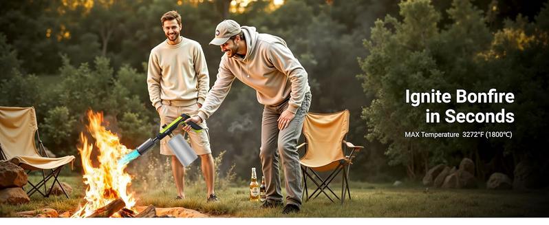 SEESE Powerful Propane Torch(Propane Tank Not Included),With One-Touch Max Fire Button and Safety Lock, Adjustable Blow Torch for Sous Vide Searing Steak, BBQ, Cooking,Grill, Campfire, Fireplace,Charcoal Wood