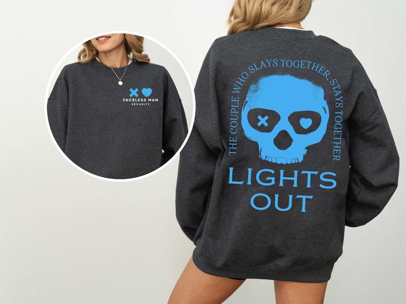 Lights Out Shirt Sweatshirt Hoodie, Navessa Allen Sweatshirt, Blue Skull Navessa Allen Book Sweater, Dark Romance Hoodie, Into Darkness Shirt