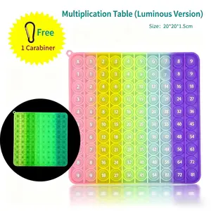 9x9 Multiplication Night Light Teaching Toy, Stress Relief Board, Rainbow Bubble Jump Math Educational Toy, Kids School Multiplication Learning
