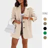 Imily Bela Women Casual Oversized Blazers Lapel Button Down Solid Work Office Blazer Jacket