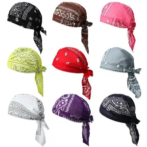 Men Women Quick Dry Headscarf Cotton Pirate Hat Outdoor Sport Cycling Bandana Sweat Absorbant Cancer Chemo Cap Muslim Turban Halloween Compression Running Socks