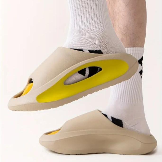 Men's Color Block Slides Casual Lightweight Non Slip Slippers Open Toe Shoes For Indoor Outdoor Beach Shower Spring And Summer