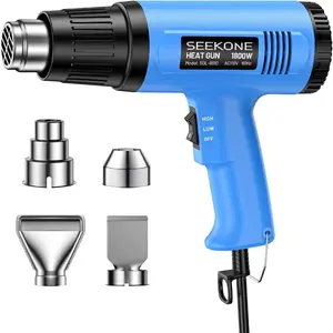 Heat Gun, 1800W Hot Air Gun Kit Dual-temperature Setting 572 ℉ &1112 ℉ , Hot Heat Gun with Overheat Protection, 4 Nozzles Included, for Shrinking PVC, Stripping, Crafts (5.2ft)