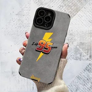 Durable and long-lasting lightning cartoon style, skin-friendly and non-slip | Luxurious and fashionable, UV printed for iPhone 17/16/15/14/13/12/11/Plus/Pro/Max. Gray TPU soft leather case.